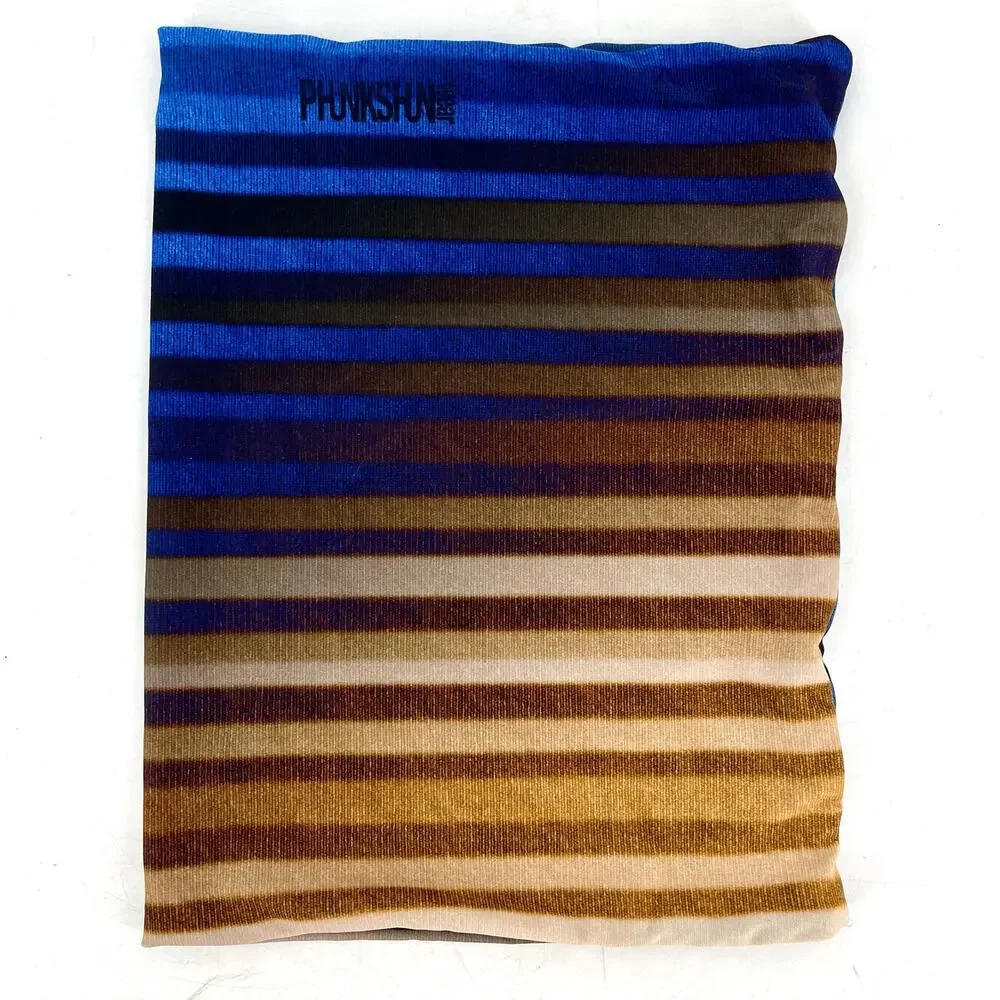 Phunkshun Double Layer gaiter in blue orange stripe - Picture 2 of 4